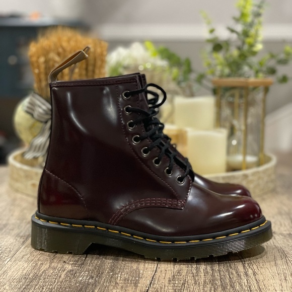 Dr. Martens Vegan 1460 Lace Up Boots Cherry Red Size 8 Women’s - Picture 2 of 14